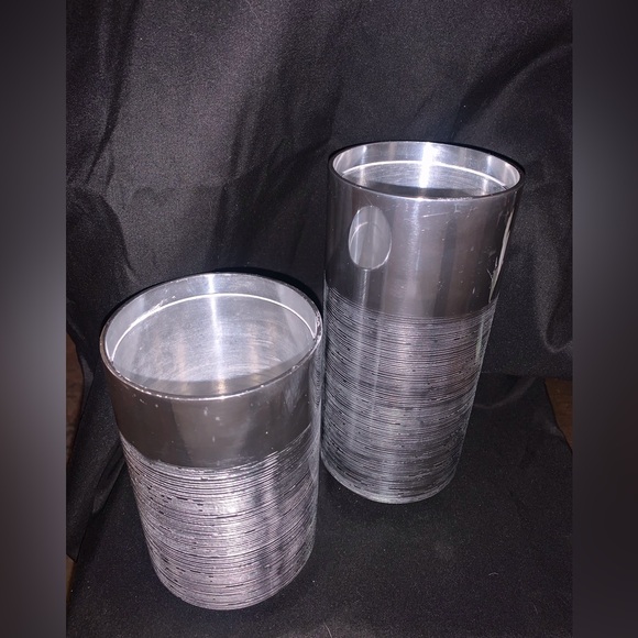 Vesta Hollowware Wedgewood Vera Wang Stacking Metal Cylinders set of 2 - Picture 2 of 6